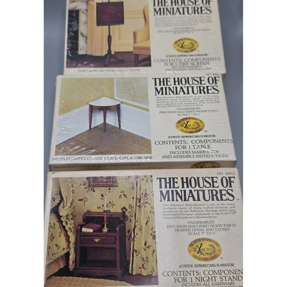 Vintage X-Acto House of Miniatures Wood Furniture Kits Lot of 3 1:12 Scale